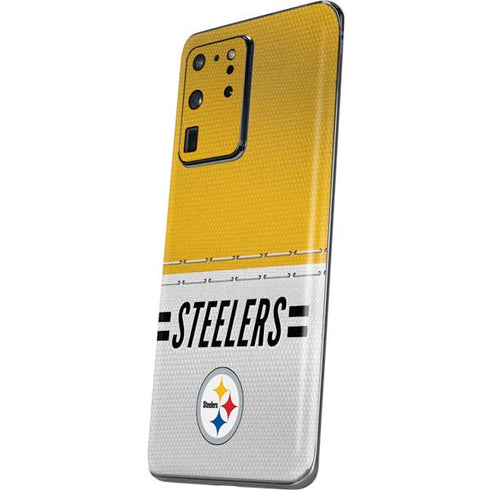 NFL Pittsburgh Steelers White Striped Galaxy S20 Ultra 5G Skin